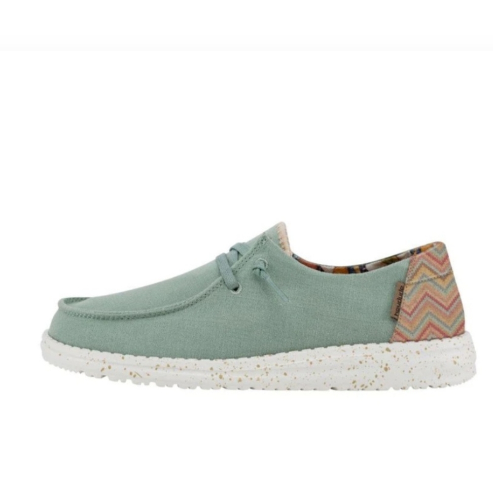 Hey Dude Green Flats with Patterned Accent